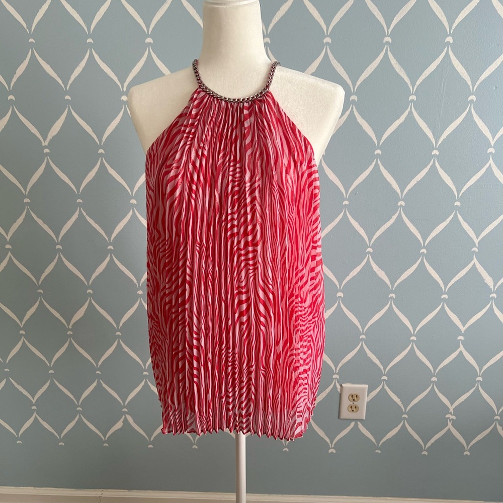 MICHAEL Michael Kors Red Pleated Sleeveless Tank Top